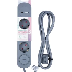 Bloco Cinza 3Tom Com Int 1Usb 1,5M