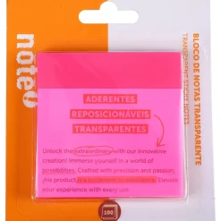 Bloco de Notas Aderente 7.5 x 7.5cm Transparente Rosa Note!