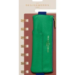 Bolsa Estojo Couro Vegan - Verde E Azul
