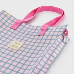 Bolsa Quadrados Azul Rosa - Hello Sunshine