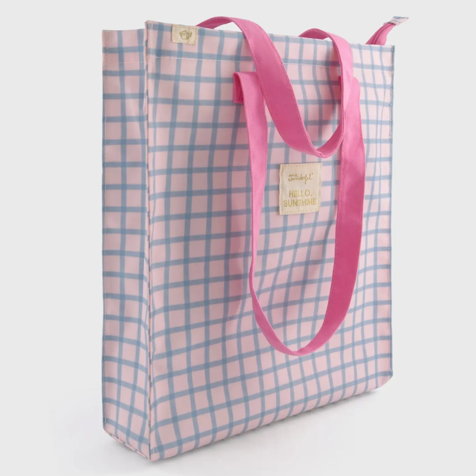 Bolsa Quadrados Azul Rosa - Hello Sunshine