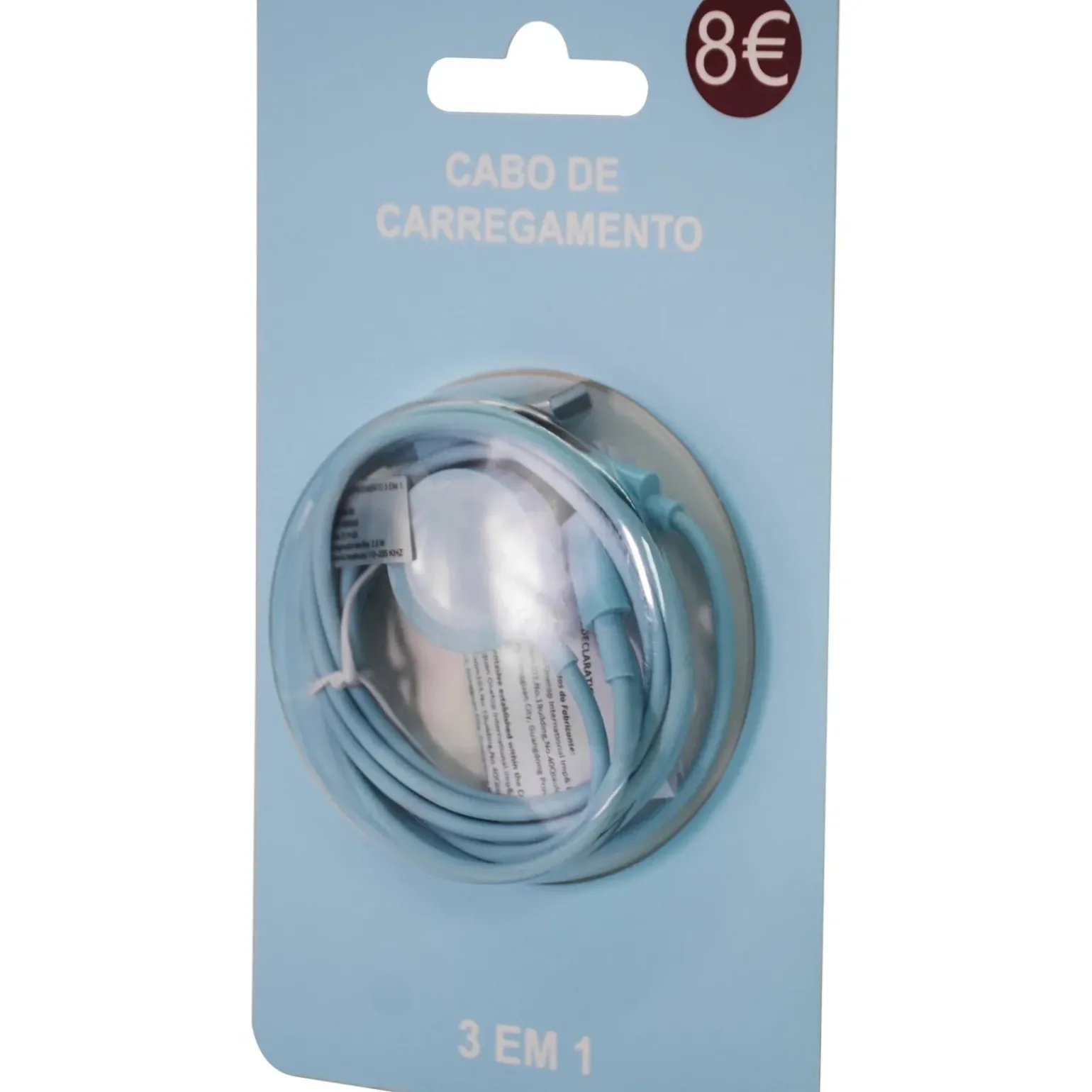 Cabo De Carregamento 3 Em 1 Aqua Sky