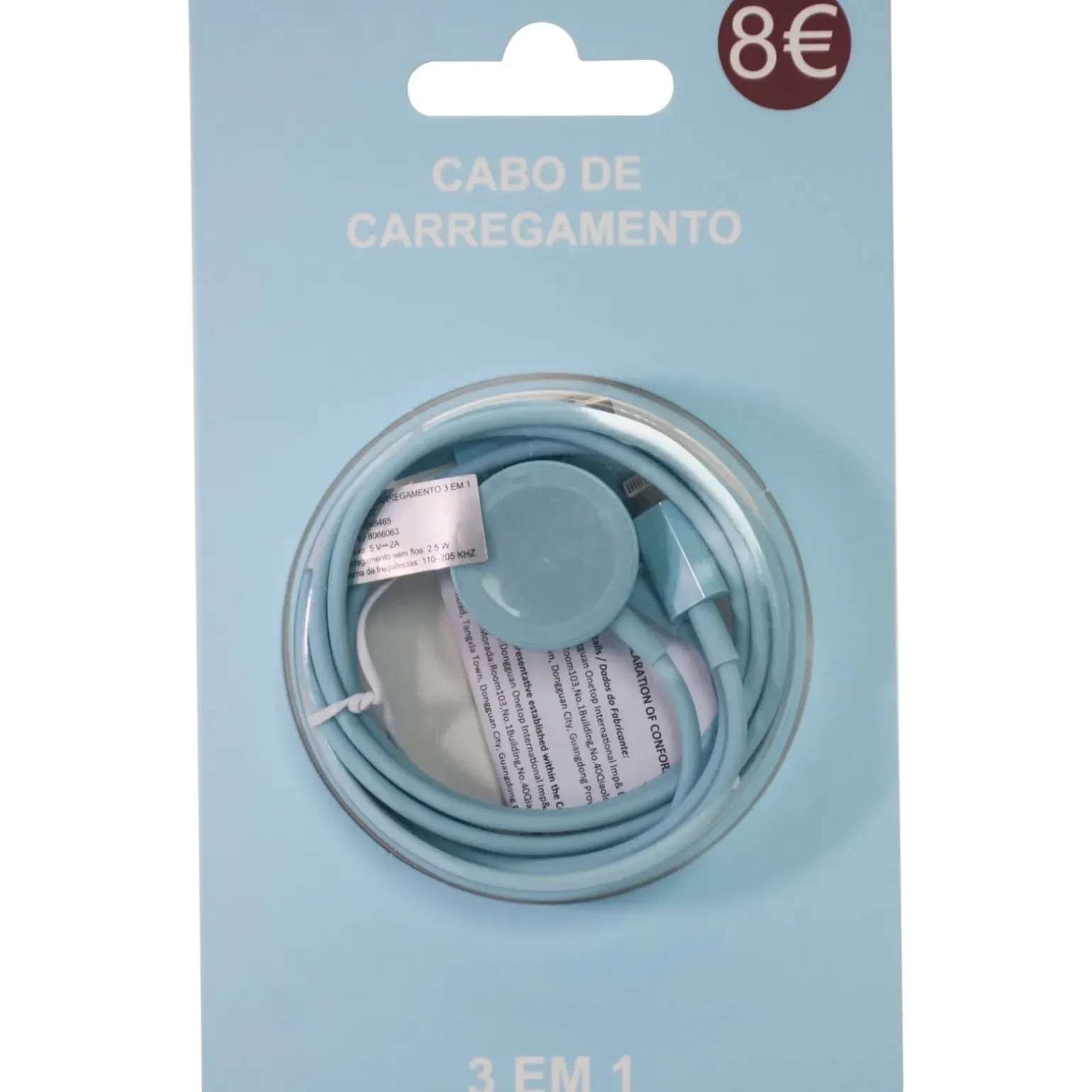 Cabo De Carregamento 3 Em 1 Aqua Sky