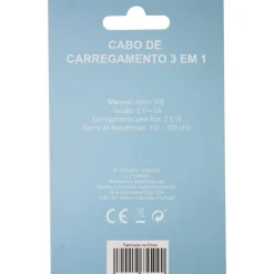 Cabo De Carregamento 3 Em 1 Aqua Sky