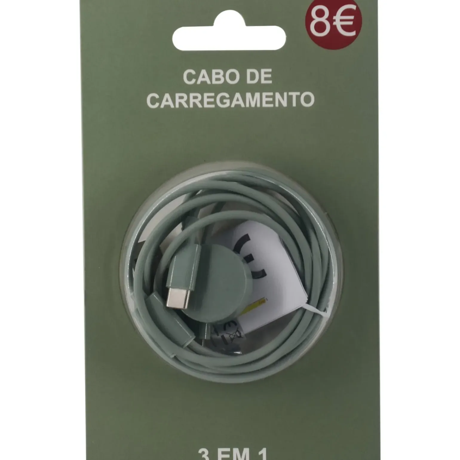 Cabo De Carregamento 3 Em 1 Verde Fusion