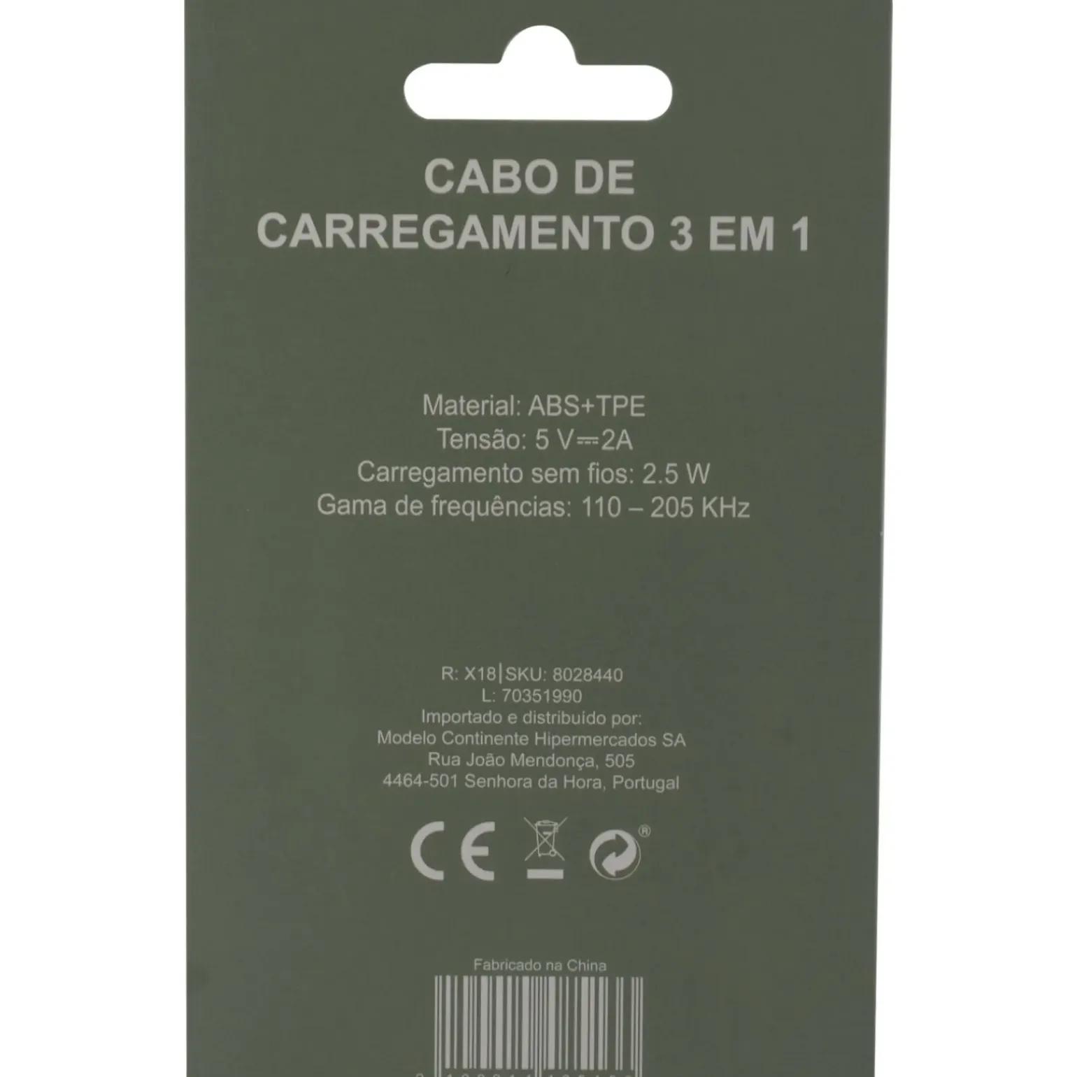 Cabo De Carregamento 3 Em 1 Verde Fusion