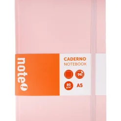 Caderno Agrafado A5 Capa Dura Com Elástico Liso Pastel