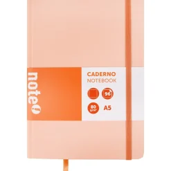 Caderno Agrafado A5 Capa Dura Com Elástico Liso Pastel