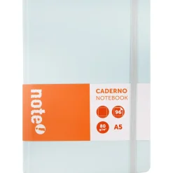 Caderno Agrafado A5 Capa Dura Com Elástico Liso Pastel