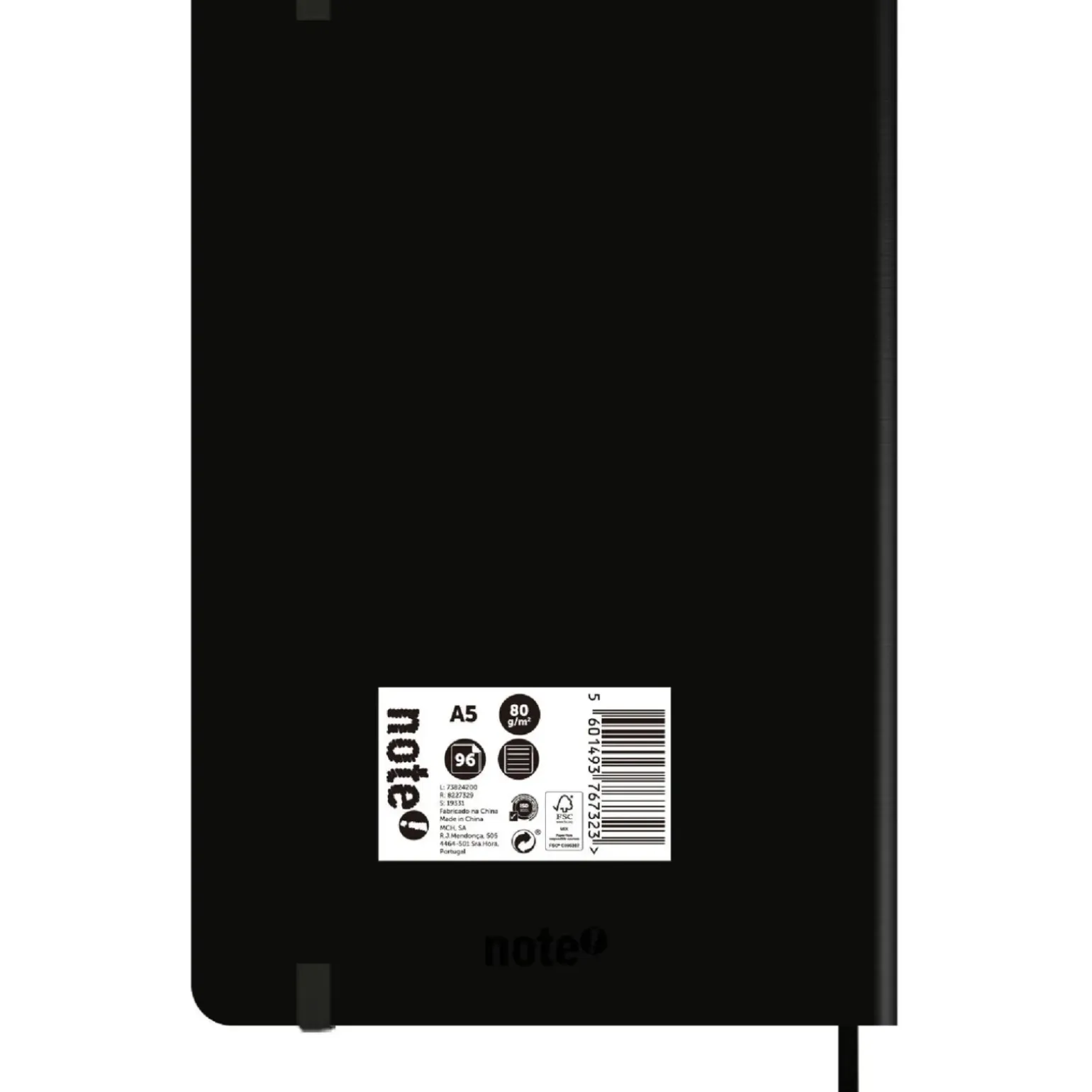 Caderno Agrafado A5 Capa Soft com Elástico Pautado Preto Note!
