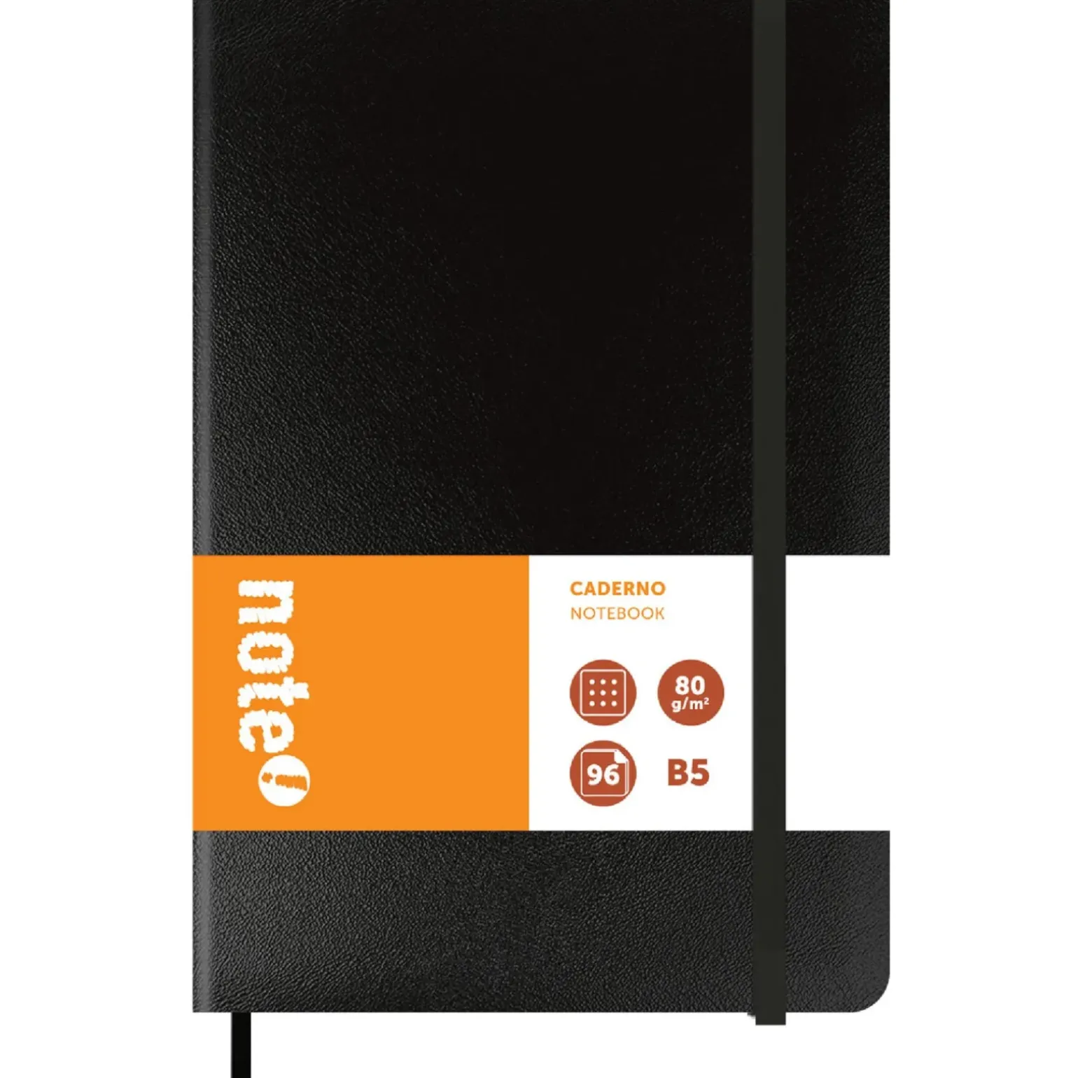Caderno Agrafado B5 Capa dura com Elástico Preto Note!