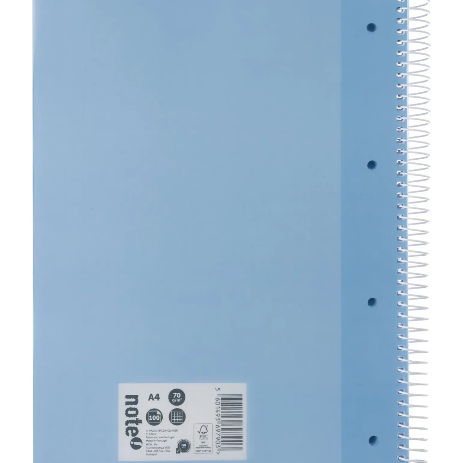Caderno Espiral A4 Quadriculado 100 Folhas 70g Azul Claro Note!