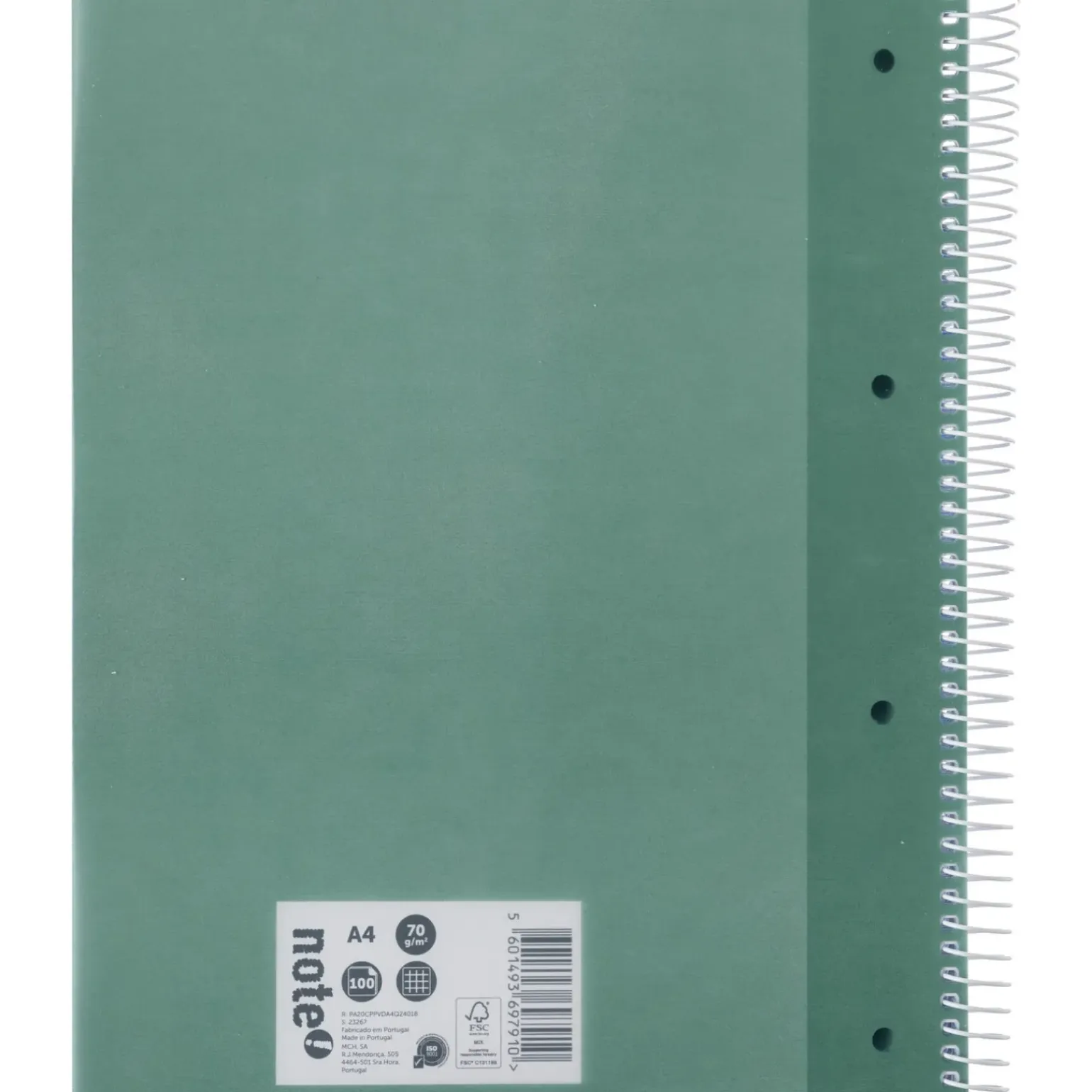 Caderno Espiral A4 Quadriculado 100 Folhas 70g Verde Escuro Note!