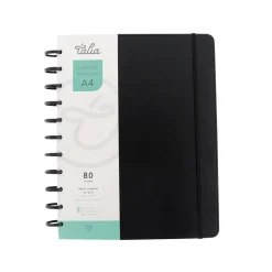 Caderno Smart A4 com Elástico e Suporte Esferográfica 80 Folhas Pautado Preto Talia