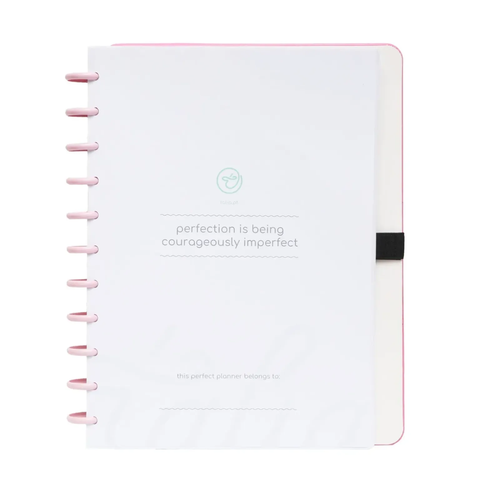 Caderno Smart A4 com Elástico e Suporte Esferográfica 80 Folhas Pautado Rosa Talia