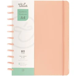 Caderno Smart A4 com Elástico e Suporte Esferográfica 80 Folhas Pautado Rosa Talia