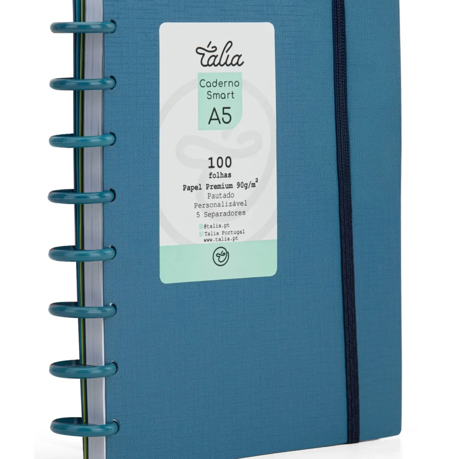 Caderno Smart A5 com Elástico 100 Folhas Azul Talia
