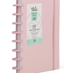 Caderno Smart A5 com Elástico 100 Folhas Rosa Pastel Talia