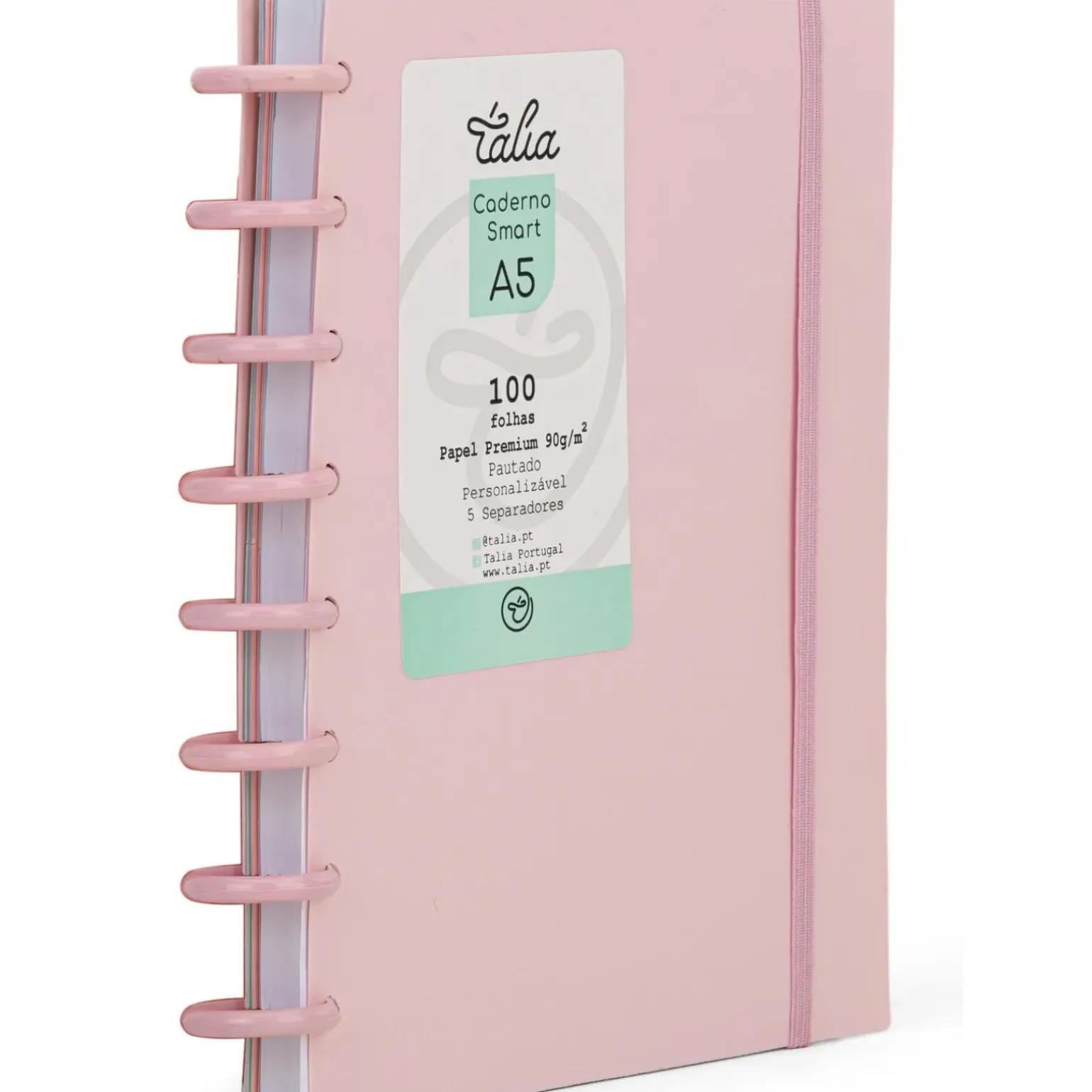 Caderno Smart A5 com Elástico 100 Folhas Rosa Pastel Talia