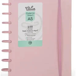 Caderno Smart A5 com Elástico 100 Folhas Rosa Pastel Talia