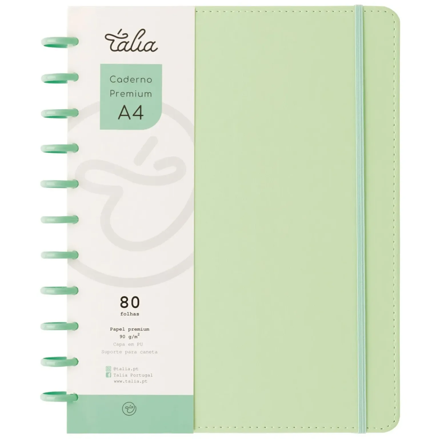 Caderno Smart com Elástico Espiral A4 Pautado Verde