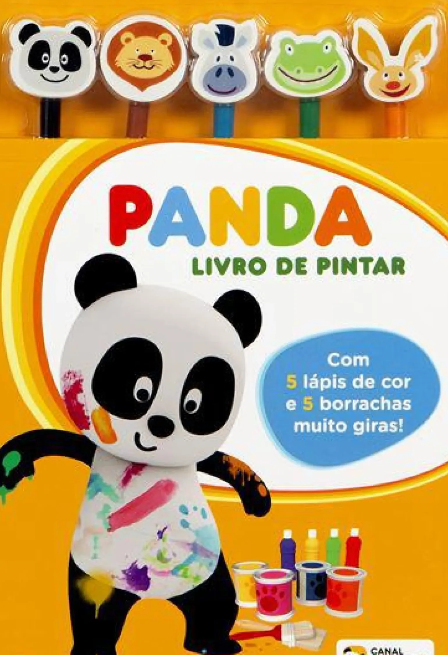 Canal Panda - Livro de Pintar Com 5 Lápis de Cor e 5 Borrachas Muito Giras!