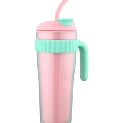 Caneca Happiness 900Ml Rosa e Verde