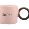Caneca Rosa Hello com Asa Castanha