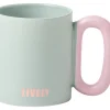 Caneca Verde com Asa Rosa Lively