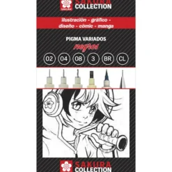 Conjunto de 6 Marcadores Pretos Pigma