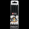 Conjunto de 4 Marcadores Pretos Pigma Sensei Manga