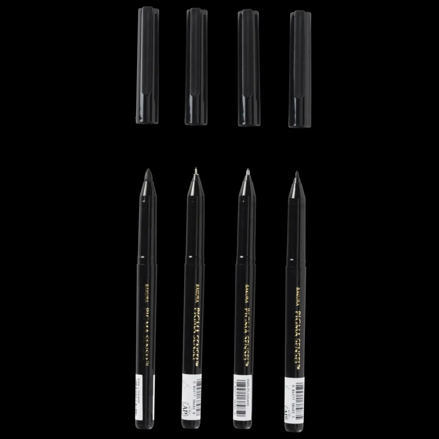 Conjunto de 4 Marcadores Pretos Pigma Sensei Manga