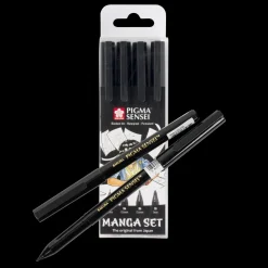 Conjunto de 4 Marcadores Pretos Pigma Sensei Manga