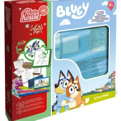 Conjunto Didático Artes 8 Marcadores + 5 Carimbos + Cola Bluey