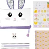Conjunto Estojo + Lápis + Borracha + Caderno Bunny Joy