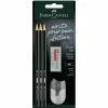 Conjunto 3 Lápis Grafite HB + Borracha + Afia Preto Faber Castell