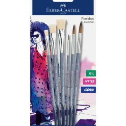 Conjunto Pincéis Redondos/Planos nº 2/6/10 6 unidades Faber Castell