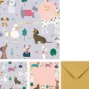Conjunto Postais + Cartões + Envelopes - Puppies