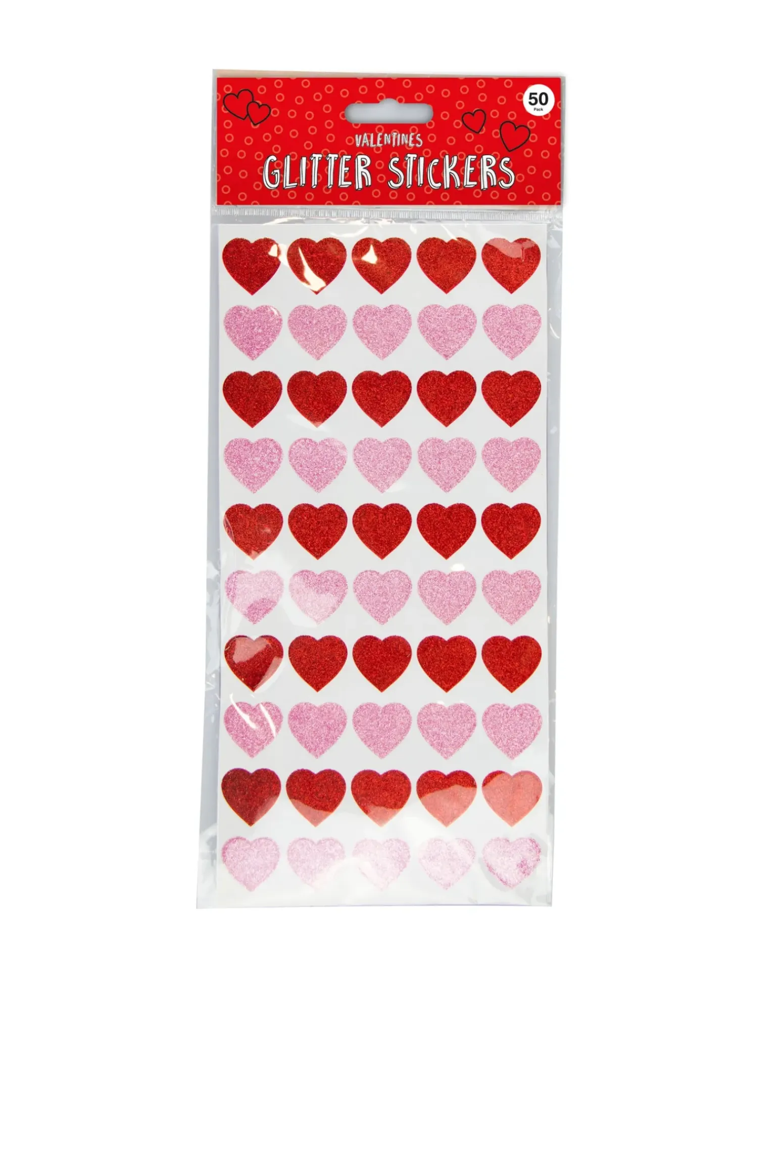 Conjunto 50 Stickers Corações Glitter