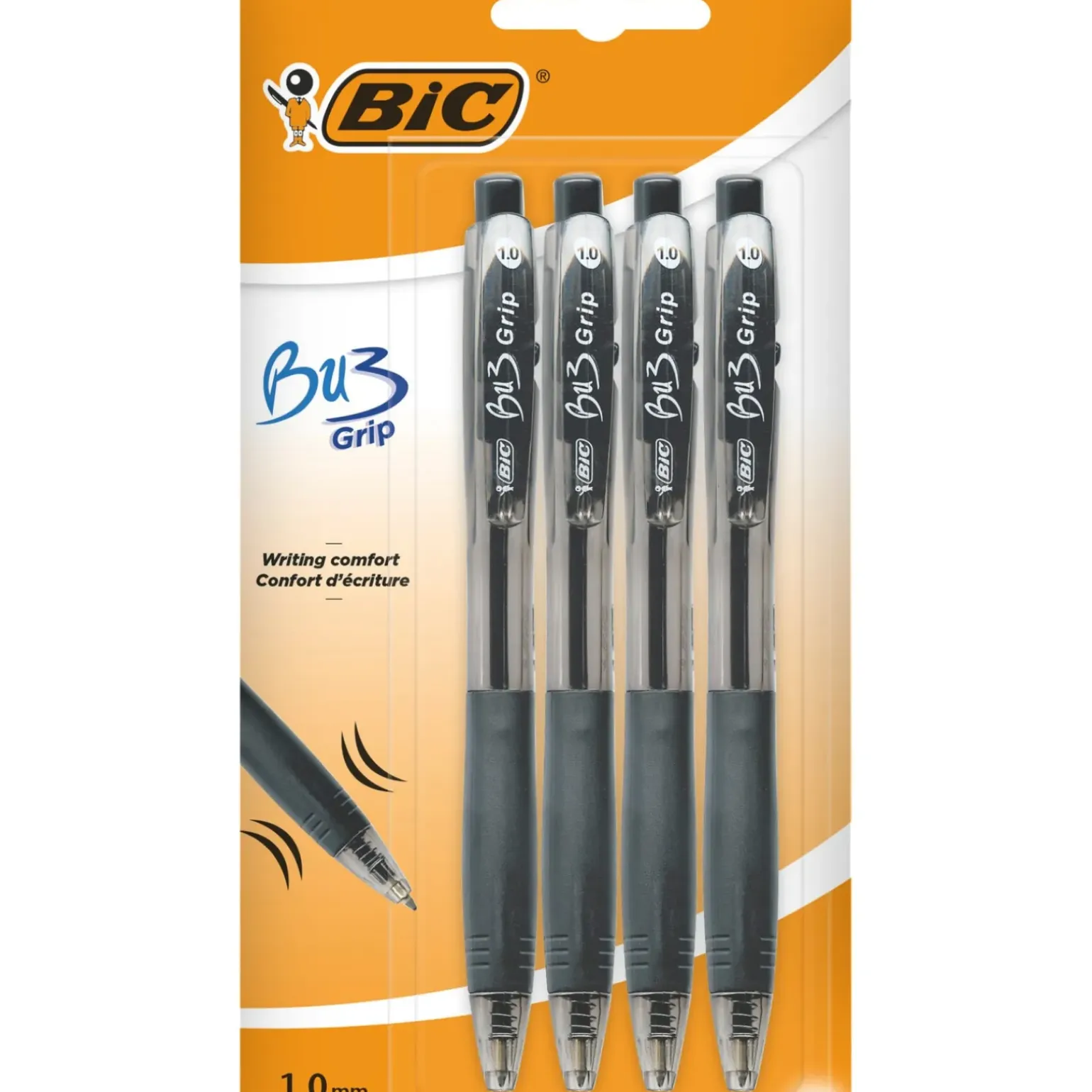 Esferográfica Bu3 com Grip Preto 4 Unidades Bic