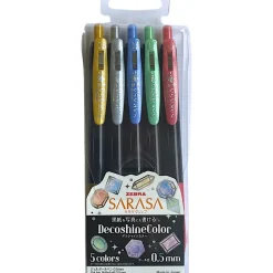 Esferográfica Clip Tinta Gel Sarasa Decoshine 5 unidades