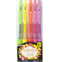 Esferográfica Clip Tinta Gel 0.5 Sarasa Neon 5 unidades