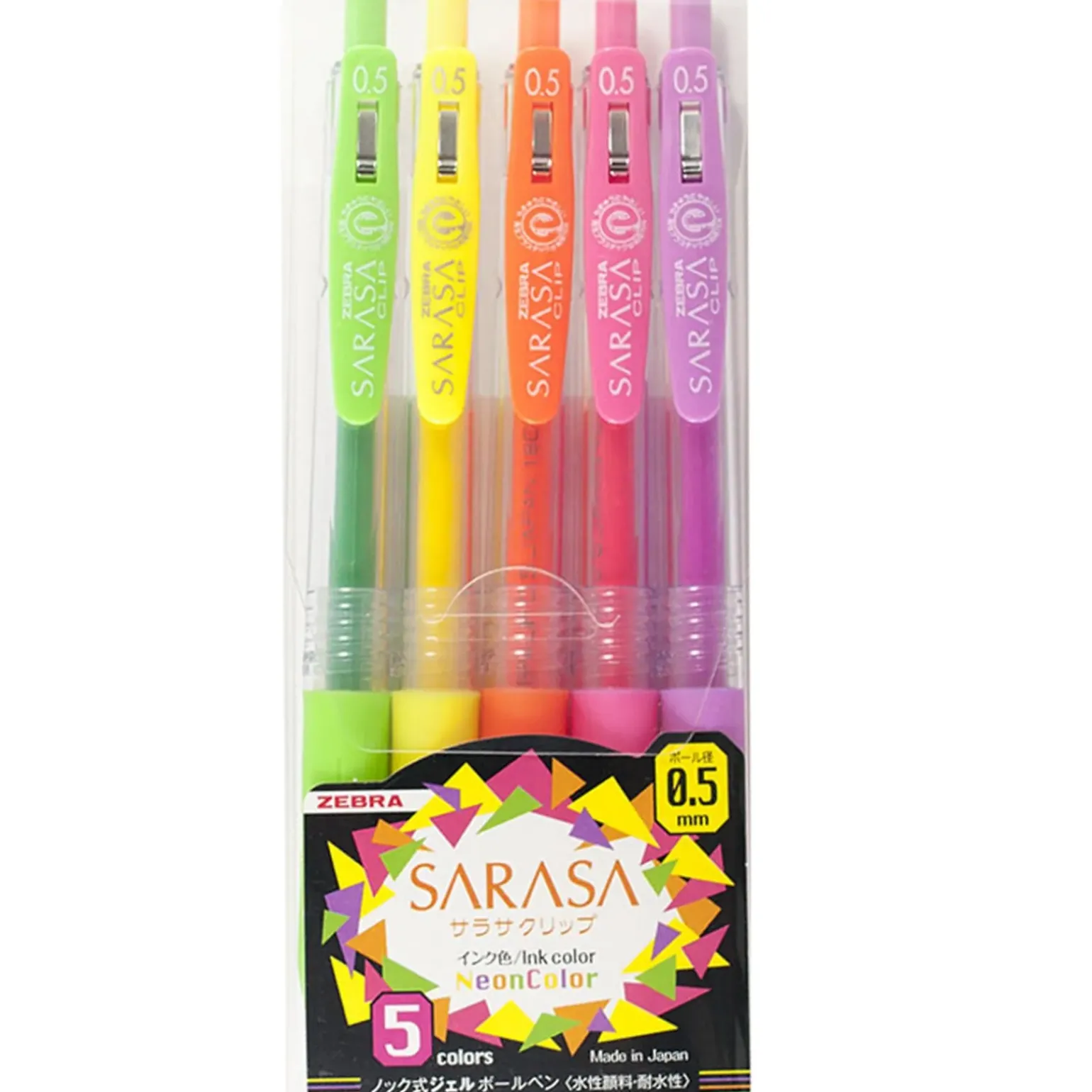 Esferográfica Clip Tinta Gel 0.5 Sarasa Neon 5 unidades