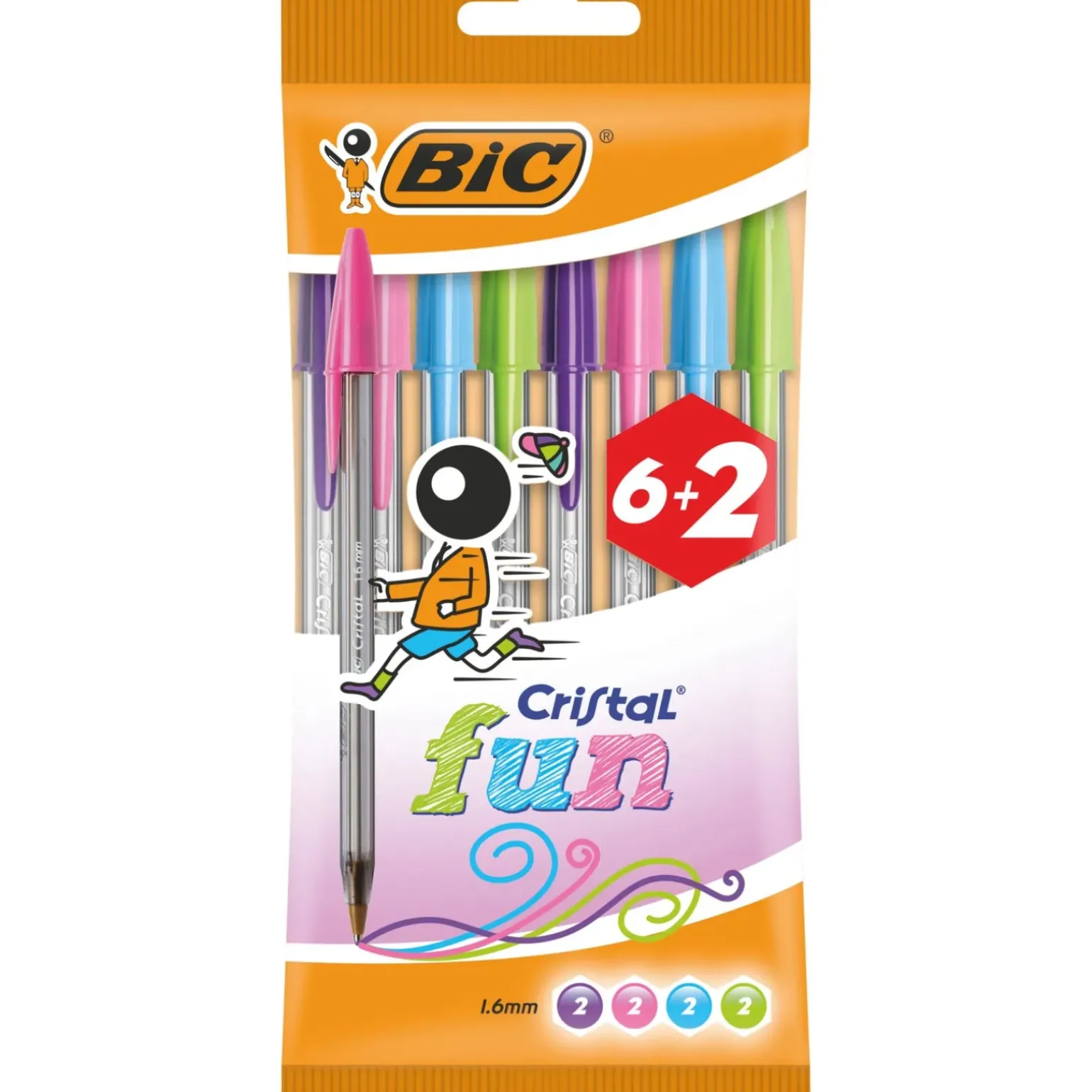 Esferográfica Cristal Fun 8 unidades Bic