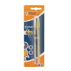 Esferográfica Cristal Shine Dourada e Prateada Bic