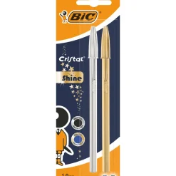 Esferográfica Cristal Shine Dourada e Prateada Bic