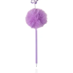Esferográfica Peluche Preta Pompom Flor