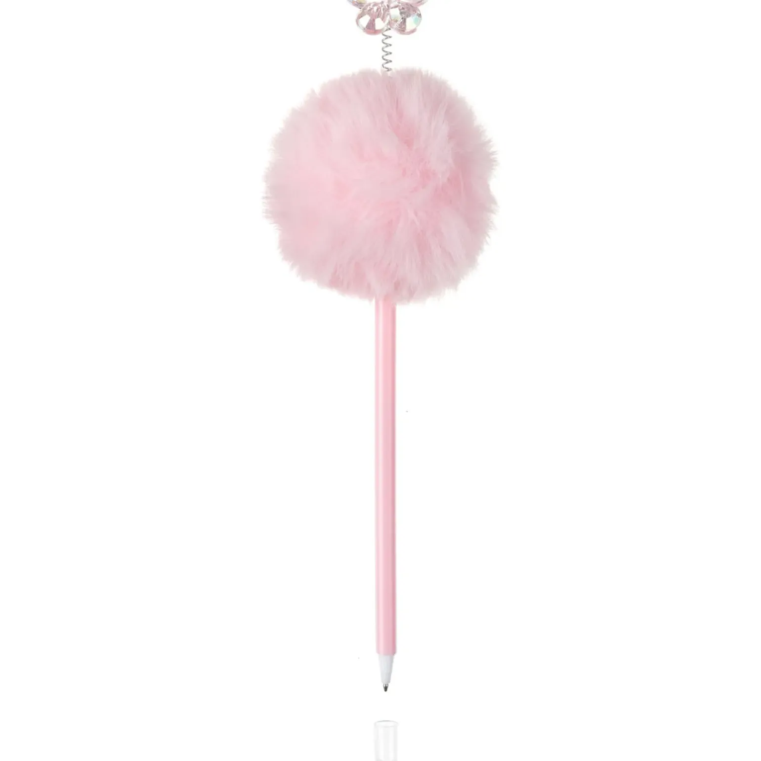 Esferográfica Peluche Preta Pompom Flor