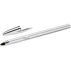 Esferográfica Prateada Bic Cristal - Preto