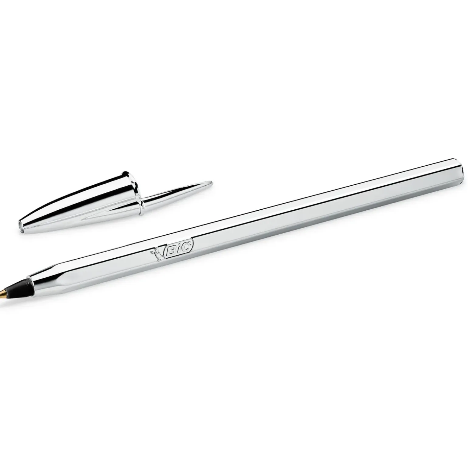 Esferográfica Prateada Bic Cristal - Preto
